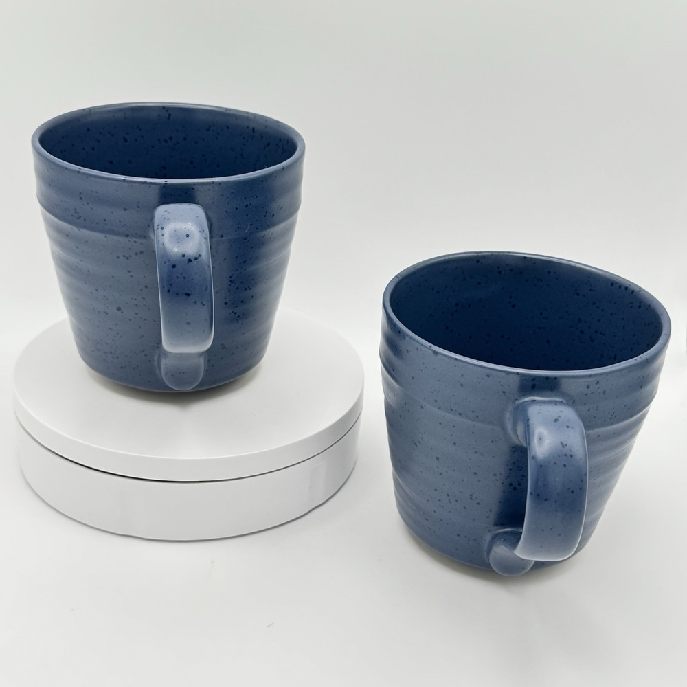 Bee & Willow Blue Speckled Stoneware Coffee Mugs Set 2 Rustic Farmhouse‎ - Picture 5 of 10